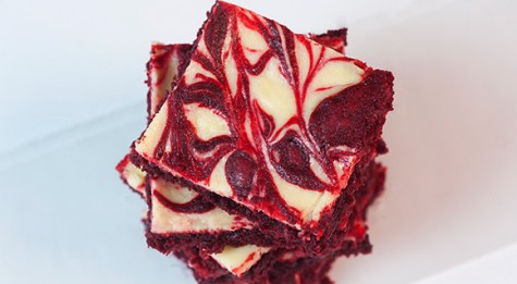 Red Velvet Chocolate-Swirled Brownie Bars