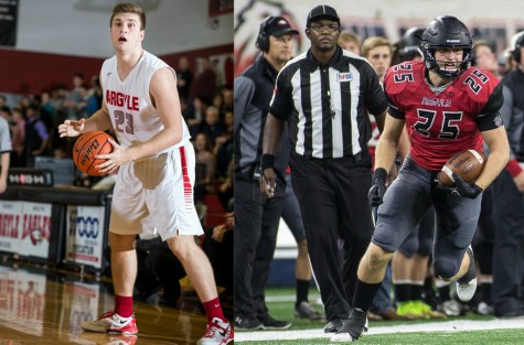 Left: Argyle takes on Aubrey Friday, Feb. 13, 2015, at Argyle High School in Argyle, TX. Matt Garnett/Special Contributor
Right: The Eagles take on Liberty Eylau on Dec. 4, 2015 at AT&T Stadium in Arlington, Texas. (Christopher Piel/The Talon News)