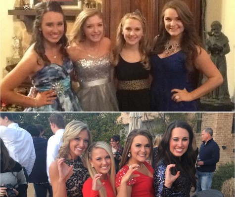 Seniors Hayley Little, Blair Bowman, Micki Hirschhorn, and Heather Lindemann enjoy both Freshman homecoming dance and Senior winter semi-formal together.