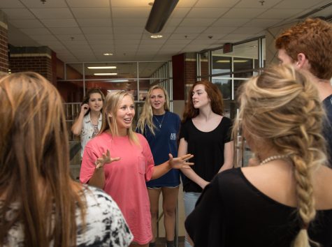 NHS officer Gracie Baum addresses classmates at Argyle High School in Argyle, Texas. (Photo by Caleb Miles / The Talon News)