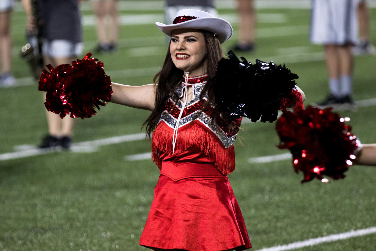 The Drill Team will have a new class for returning members this year, Drill Team II. Senior Kara Cherms dances during halftime for the Majestics at Eagles vs. La Grange at Crusador Stadium in Belton , Texas, on September 8, 2017. (Quinn Calendine / The Talon News)