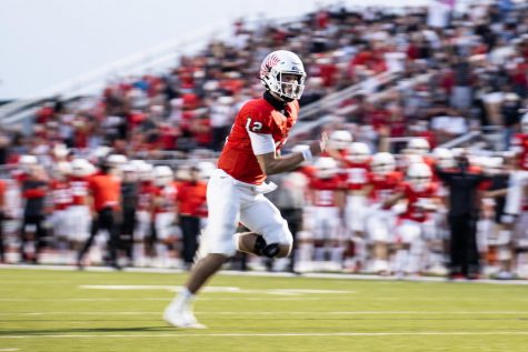 Senior CJ Rogers begins his first season as a starter on the varsity football team. (Nicholas West / The Talon News)