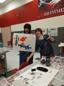 Peyton McWorther and Dana Londenburg working a booth at Art Night, March 1.