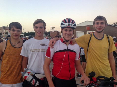 Junior Josh Hankins stands with friends in Frisco after finishing the Hotter 'N Hell bike race on August 23. Photo contributed by: Laura Fabian