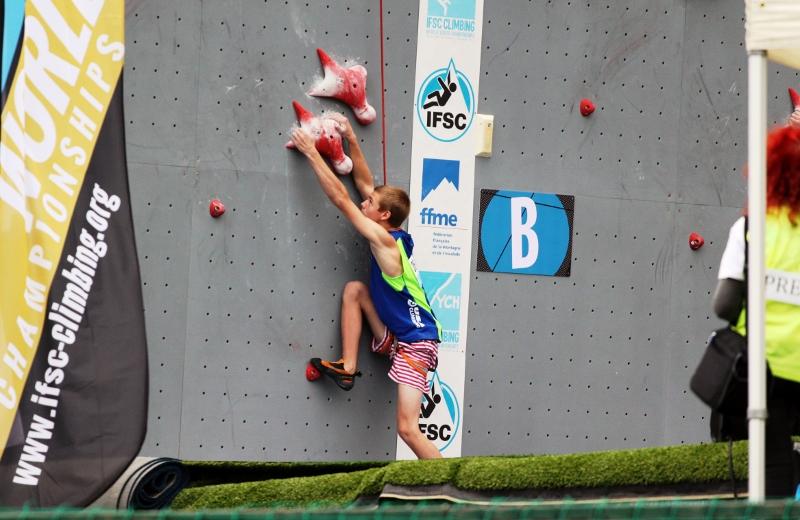 Gentry Cole competes in Speed climbing at Noumea, New Caledonia Sept. 19th. Photo courtesy of Jennifer Cole