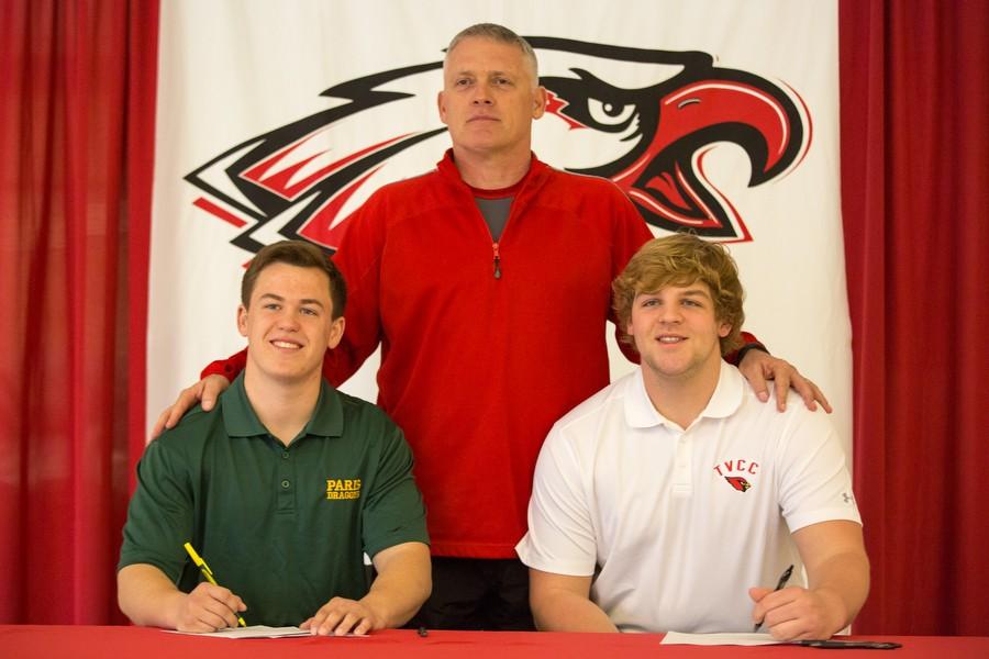 Seniors Cutter McDonald and Matt Hiter sign to their respective colleges on National Signing Day at Argyle High School on Feb. 4, 2015. (Photo by Caleb Miles / The Talon News)
