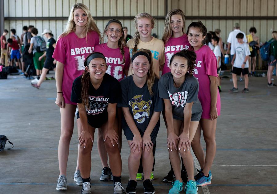 The girls varsity cross country team ran through multiple obstacle courses on Sept. 4 at Denton Camp Compass. (Annabel Thorpe / The Talon News)