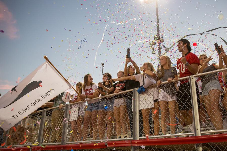 The+AHS+student+section+cheers+at+kickoff+of+the+Argyle+vs.+Paris+game+at+Argyle+High+School+on+9%2F25%2F15+in+Argyle%2C+Texas.+%28Photo+by+Caleb+Miles+%2F+The+Talon+News%29