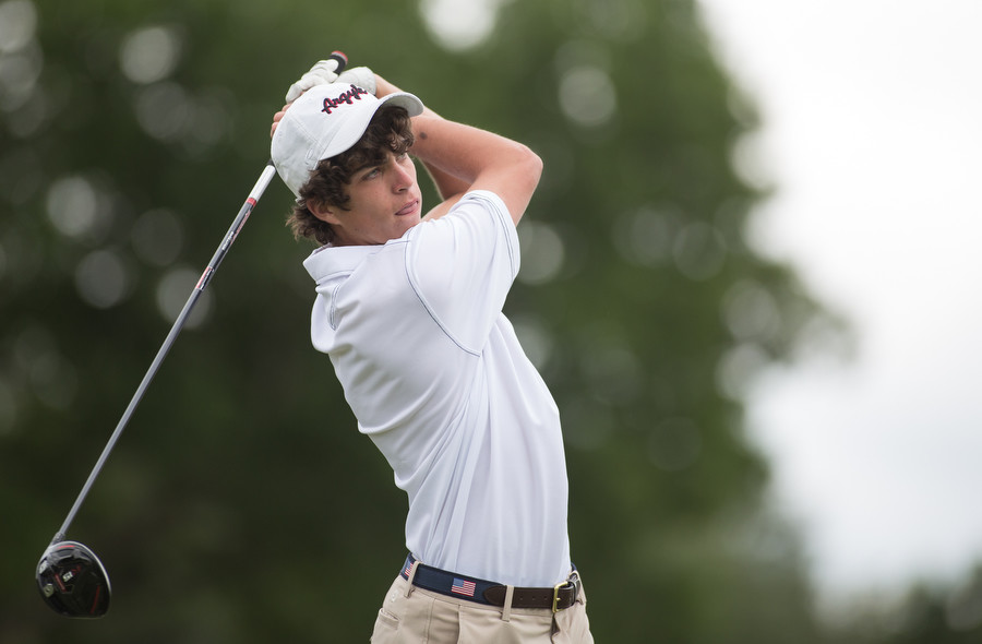 Argyles Tommy Parker drives the ball in the UIL state golf tournament at the Onion Creek Golf Course in Austin, Texas on April 27, 2015. (Christopher Piel/The Talon News)