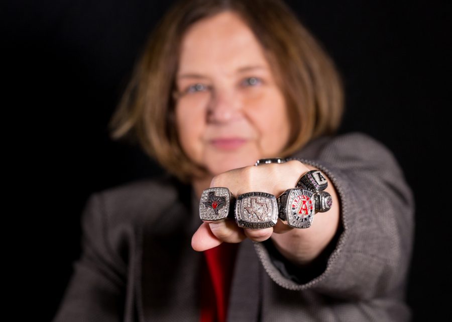 Superintendent Dr. Telena Wright represents several state championship titles Argyle has acquired over the years like baseball, football, basketball, band, and golf on  Monday, Oct. 5 at  in, TX. (Annabel Thorpe / The Talon News)