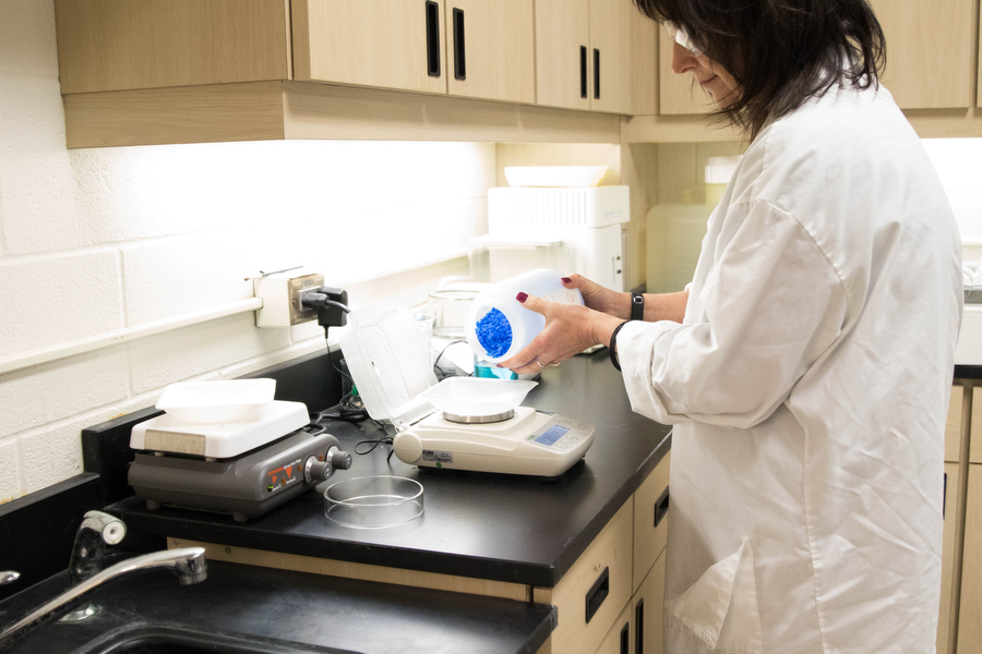 Teachers have to work behind the scenes to help make the school day run smoothly for everyone. Mrs. Kass prepares a chemistry lab at Argyle High School on January 25, 2017 in Argyle, TX. (Faith Stapleton/ The Talon News)