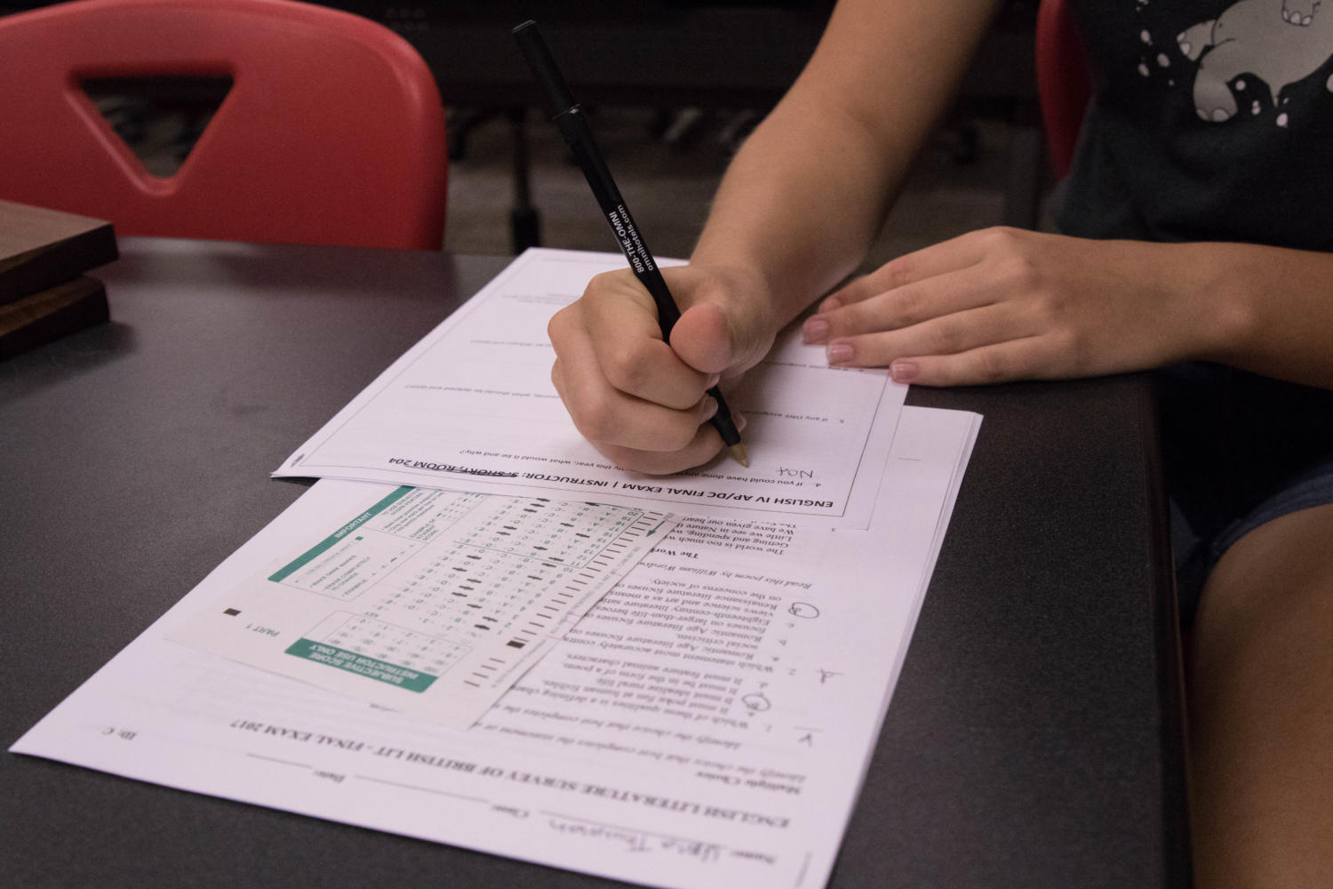 A student completes an end of year exam at Argyle High School in Argyle, Texas. (Gigi Robertson/ The Talon News)