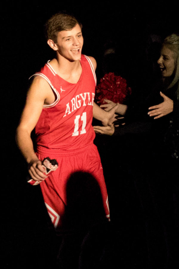 The Argyle Eagles Boys Basketball team is introduced at Midnight Madness on Friday, Nov. 3 at Argyle High School in Argyle, Texas. (Quinn Calendine / The Talon News)