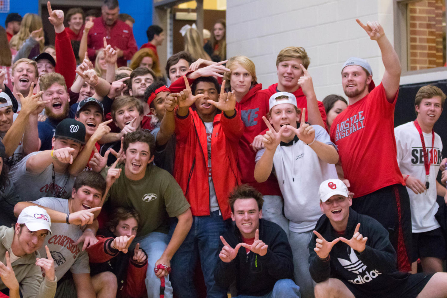 The Nest, Argyle's student section cheers on the volleyball team in Decatur, TX on Nov. 7, 2017. (Campbell Wilmot/The Talon News)