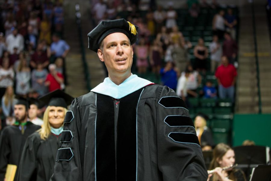 Dr. Hill celebrates his final graduating class at UNT Colliseum  in Denton , Texas, on May 22, 2018. (Sarah  / The Talon News)