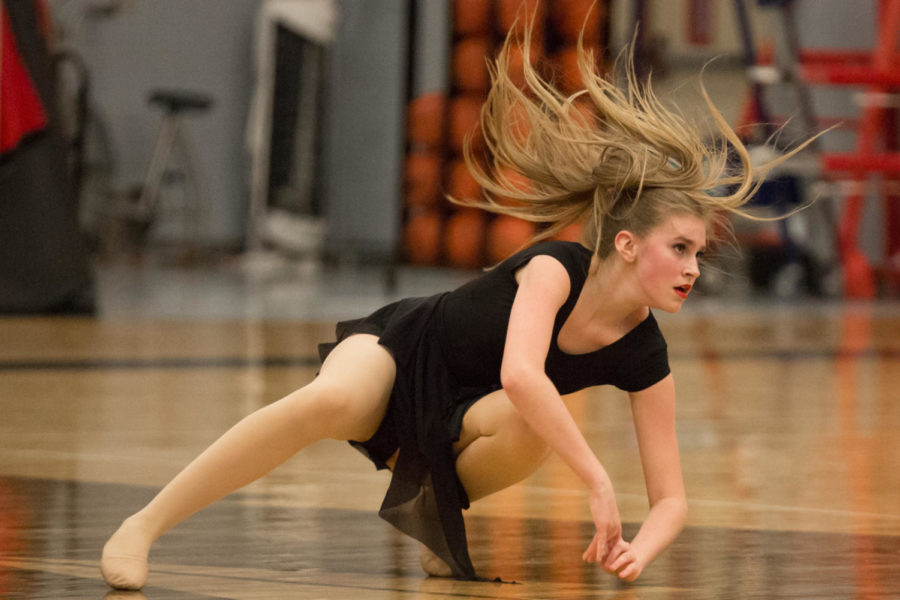 Dance II is one of the new courses offered this year. Junior Racheal Davis dances at the Majestics Spring Showcase at Argyle High School. (GiGi Robertson  / The Talon News)