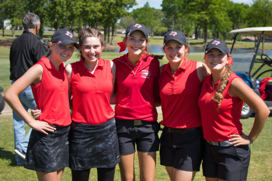 The girls golf team competes at the UIL Regional tournament. Girls Region Golf at Van Zandt Country Club in Canton, Texas, on April 26, 2018. (Campbell Wilmot / The Talon News)