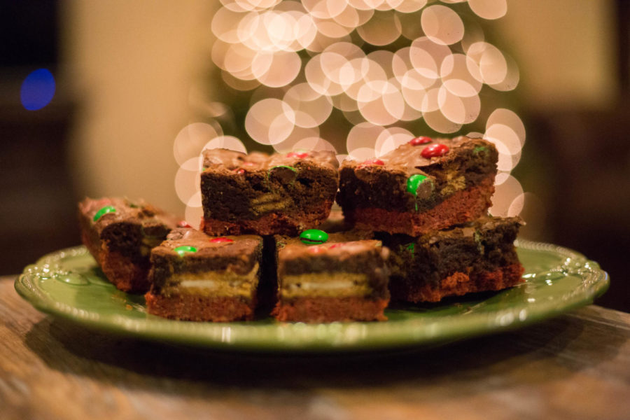 Triple layer brookies sit in front of the Christmas tree on November 29, 2018 at Country Lakes in Argyle, TX. (Faith Stapleton/The Talon News)