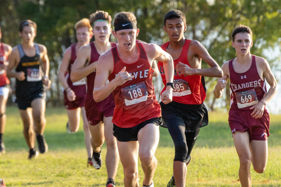 The Argyle Eagles Cross Country team Competes in the Gingerbread Jamboree at Camp Copass in Denton, Texas, on August29, 2019. (Andrew Fritz | The Talon News)