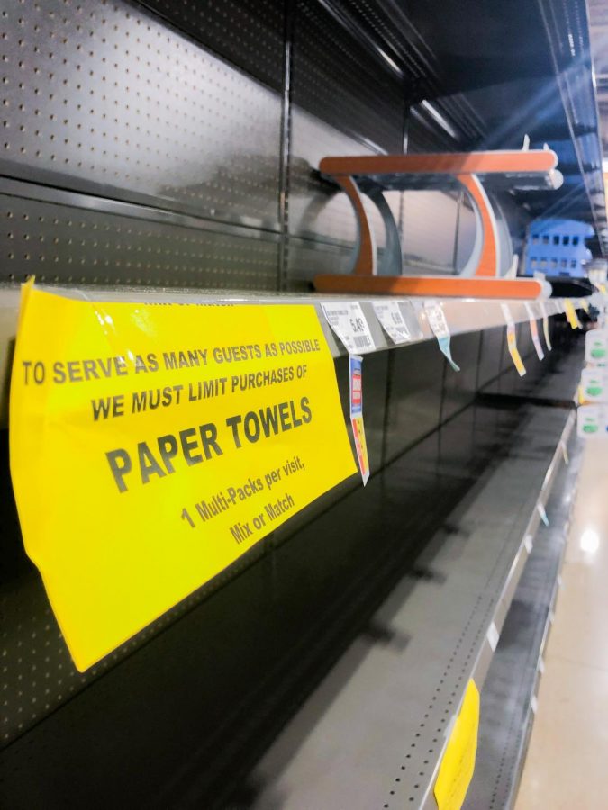Grocery stores struggle to meet product demands due to the panic caused by the Coronavirus sweeping across the nation in Flower Mound, Texas on April 3, 2020. (Katie Ray | The Talon News)