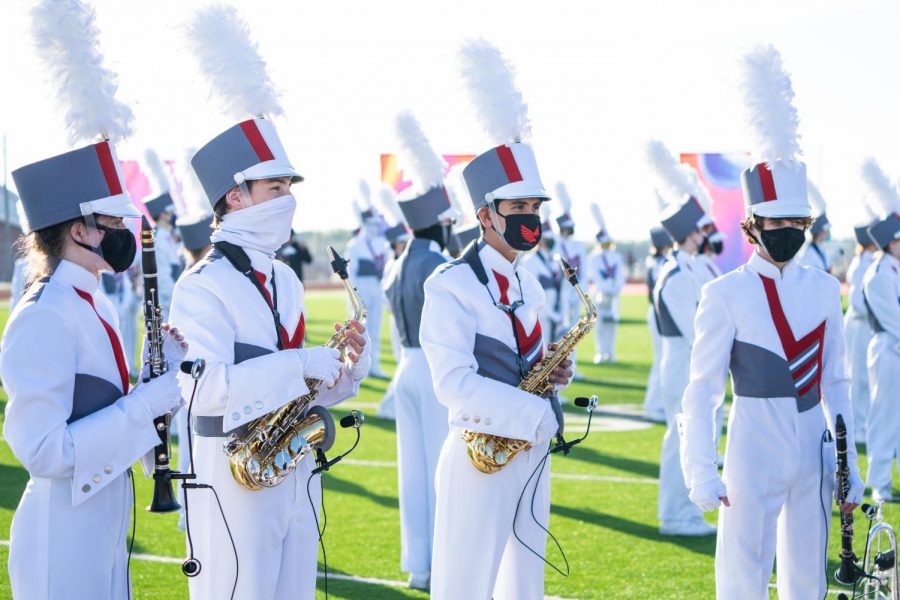 The Argyle band performs at their first competition of the season in Ponder, TX on Oct. 31, 2020. (Nicholas West / The Talon News) 