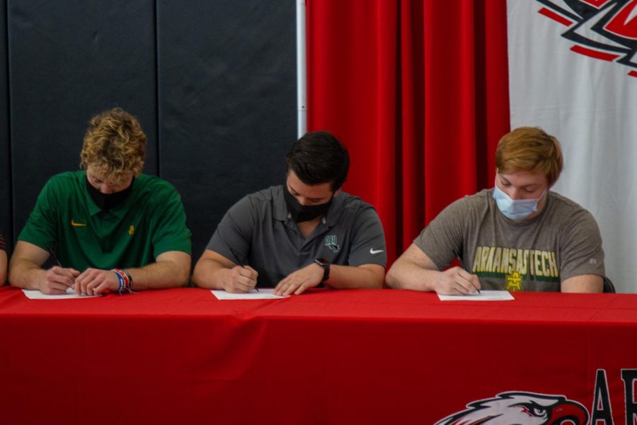 Seniors signed their National Letter of Intent on Feb. 3 at Argyle High School (Josh Fritz / The Talon News).