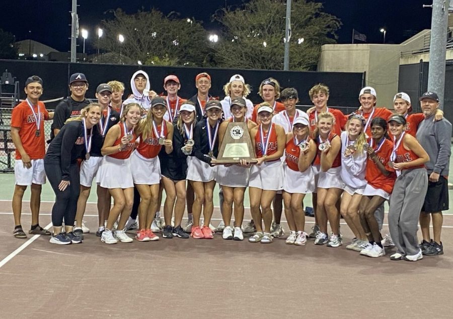 The tennis team placed second overall at the state tournament. (The Talon News)