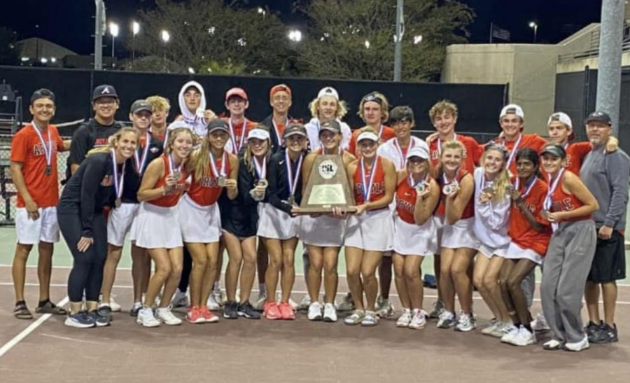 The tennis team placed second overall at the state tournament. (The Talon News)