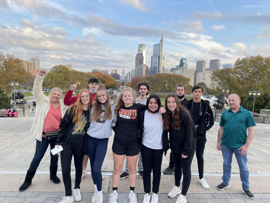 The Talon News staff toured Philadelphia on their first day of the National Student Press Association Convention Trip.  They finished the day by running up the steps of the National Art Museum mimicking the movements of Rocky Balboa on Nov. 11, 2021.