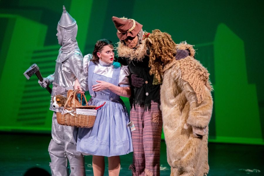 Senior Carlin Clark stars as Dorthy Gale along side, Grant Wright as Tin Man, Srimaan Kolanakuduru as Scarecrow, and Levi Pabst as Lion in The Wizard of Oz. They perfromed on January 20, 2022, in the new Argyle High School Auditorium. 
