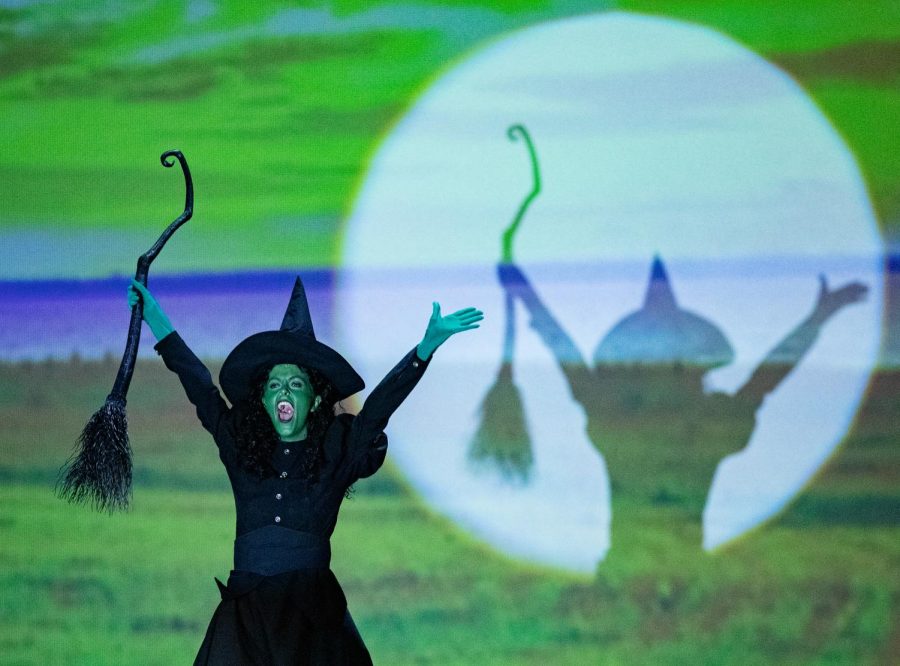 Senior performer Jenna Schnabel partakes in her first lead role on Jan. 20 in Argyle, Texas. Schnabel, plays the role of the Wicked Witch in The Wizard of Oz at Argyle High School. (Cate Clark | The Talon News)