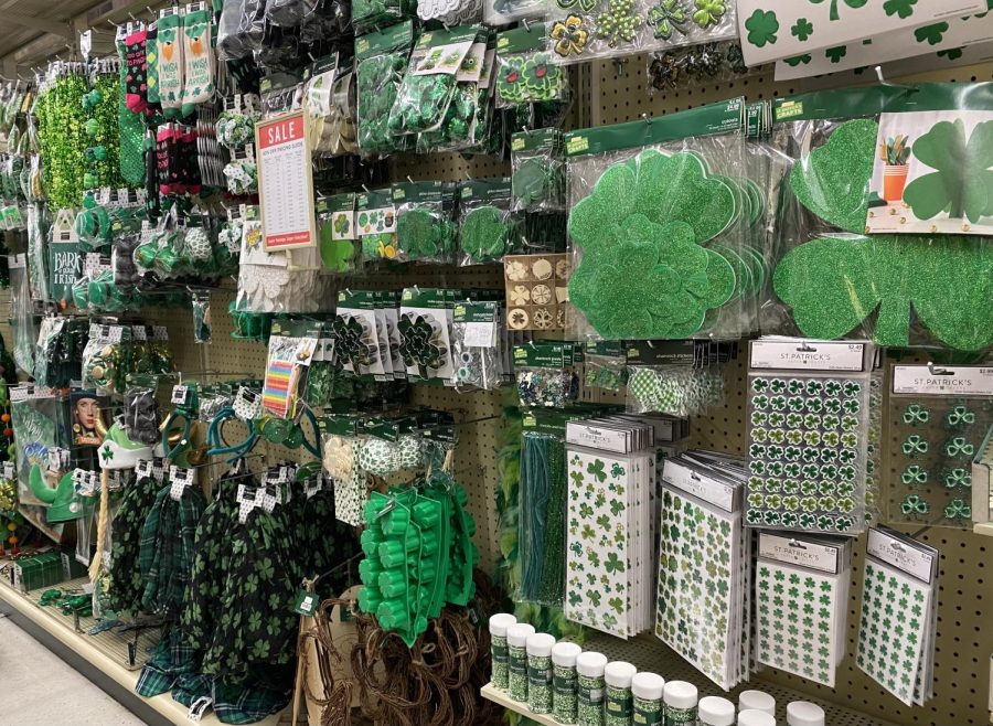 Hobby Lobby sets out decorations for St. Patricks Day on February 19, 2022. 