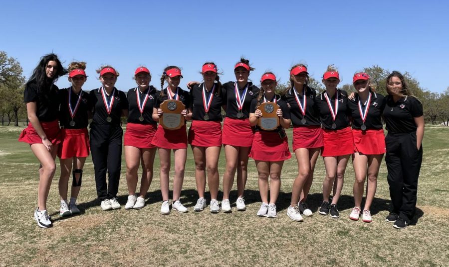 Girls golf finish first and second at District tournament on April 6, 2022. (Photo Courtesy: Nathan Moses)