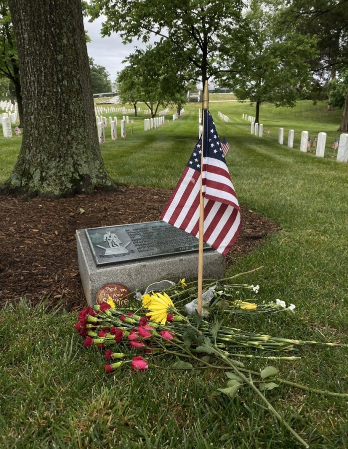 A Plaque lays under a tree. Taken on May 29, 2023.