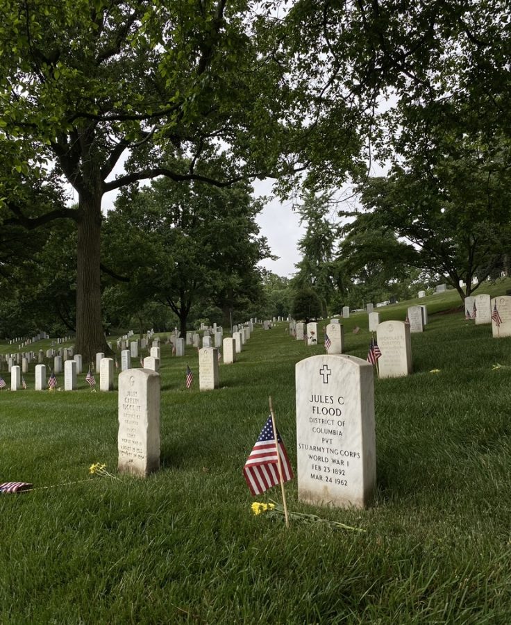 Graves of soldiers line the Arlington National Cemetery. Taken on May 29, 2023.