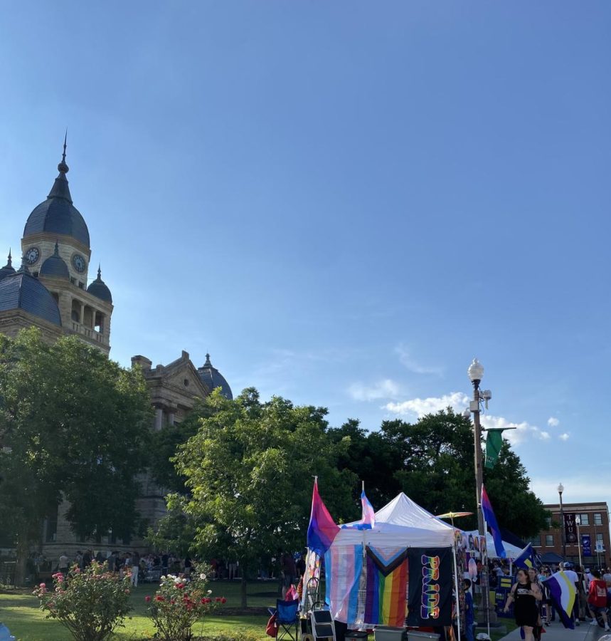 People celebrate Pride 2023 with a PriDenton vendor event on the Square. taken June 9, 2023.
