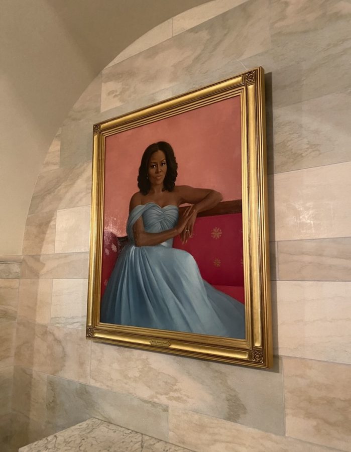 Former First Lady, Michelle Obama, portrait hangs beautifully along the White House Corridor. Taken on May 31, 2023.