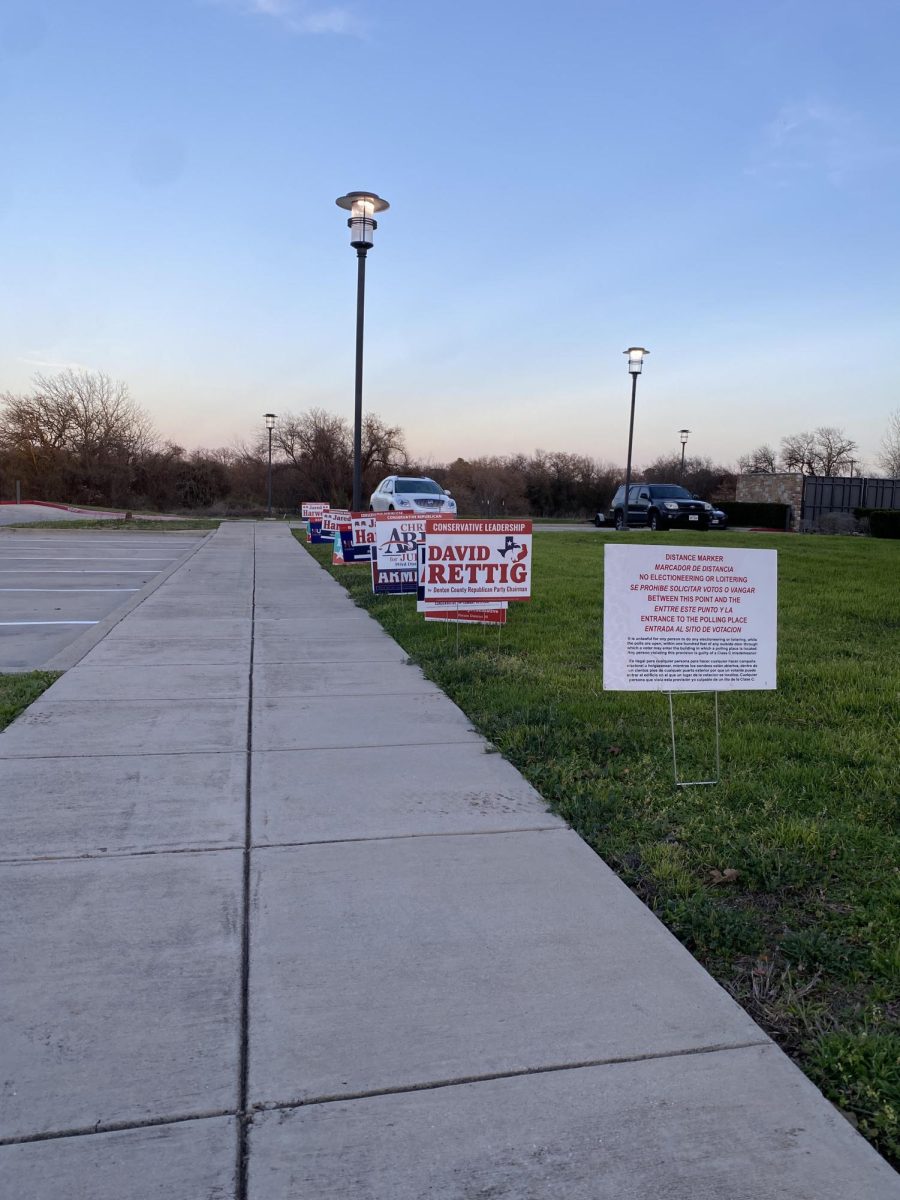 Candidate signs line the sidewalk of Fire Station 511 in Argyle during the 2024 primaries, taken Feb. 25, 2024.