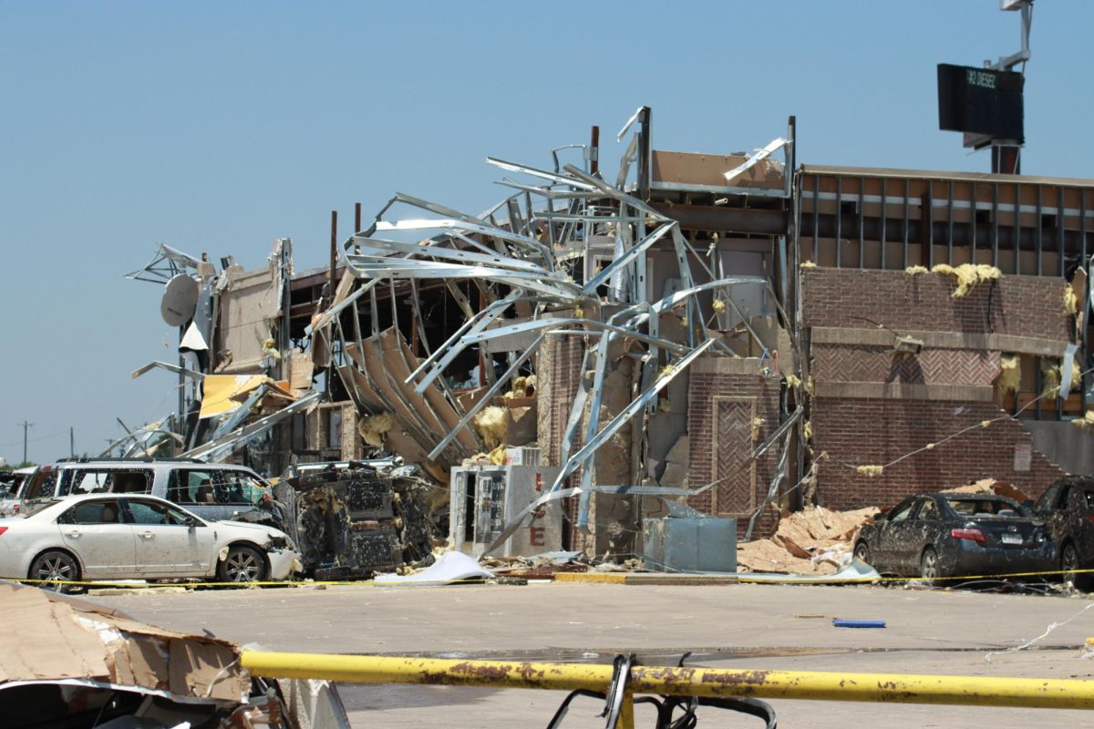 A truck stop and Shell Gas Station convivence store is destroyed after a tornado hits it in the late night of May 25. Taken May 26, 2024.