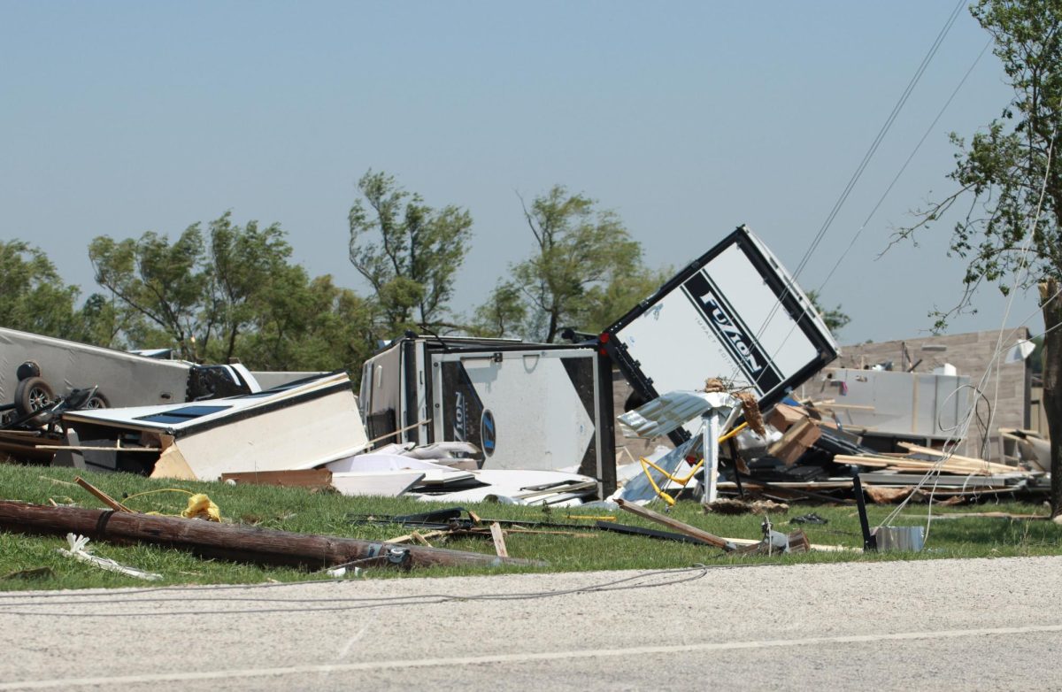 RVs were thrown around during a tornado at The RV Guys dealership. Taken May 26, 2024. 