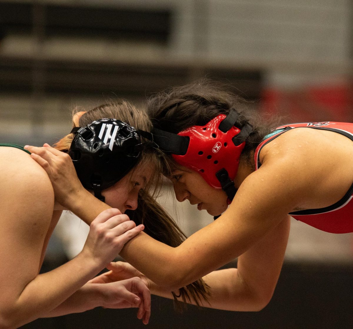 Emilia Hernandez wrestles at the Argyle Eagle meet.