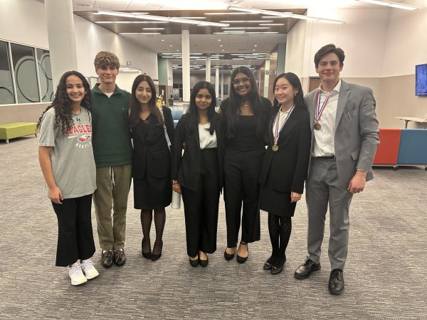 Left to right. Alternate Sirine El Attar and Kevin Cantrell,  Krithika Ganti, Chitrita Logesh, Adhishri Dingokar, Liyah Cha, and Jack Dillon pose together. Courtesy Hayley Harp.